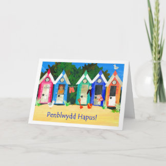 Birthday Beach Huts Kaart - Welsh Greeting