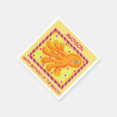 Birthday Beach Name Personalised Octopus Yellow Servetten (Hoek)
