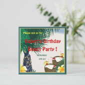 Birthday Beach Picnic Party Coconut Drink Kaart (Staand voorkant)