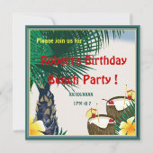 Birthday Beach Picnic Party Coconut Drink Kaart (Voorkant)