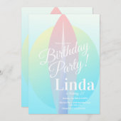 Birthday Beach Surfing Sun Pink Ombre Invitation Kaart (Voorkant / Achterkant)