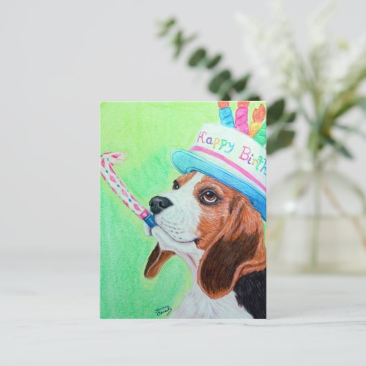 Birthday Beagle Briefkaart (Staand voorkant)