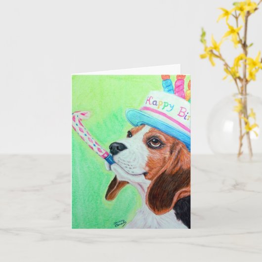 Birthday Beagle Kaart (Gele Bloem)