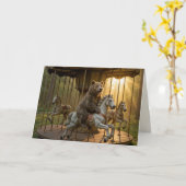 Birthday Bear Riding on a Carousel Kaart (Gele Bloem)