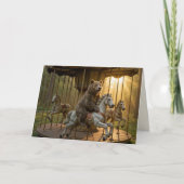 Birthday Bear Riding on a Carousel Kaart (Voorkant)