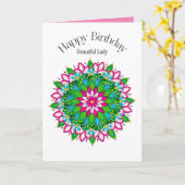 Birthday Beauful Lady Colorful Floral Motif Kaart (Gele Bloem)