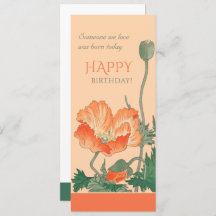 Birthday Beauful poppy CC0101 Ohara Koson Card