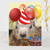BIRTHDAY BEAVER FUNNY BIRTHDAY GREETT GROTE KAARTE KAART (Gele Bloem)