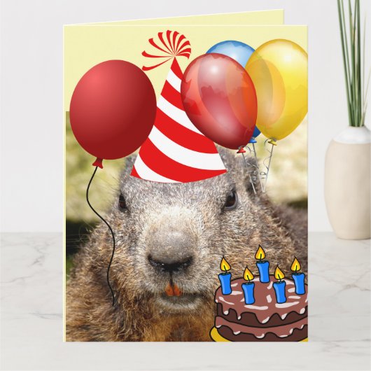 BIRTHDAY BEAVER FUNNY BIRTHDAY GREETT GROTE KAARTE KAART (Voorkant)