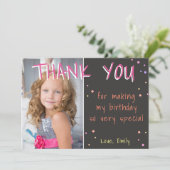 Birthday Bedankt Foto-kaart Girl (Staand voorkant)