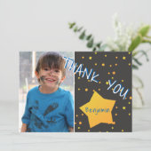 Birthday Bedankt Foto kaart met Stars Boy (Staand voorkant)