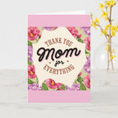 Birthday Bedankt mam Pink Floral Kaart (Gele Bloem)