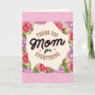 Birthday Bedankt mam Pink Floral Kaart