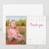 Birthday Bedankt voor je fotokaart Roze Confetti B (Voorkant / Achterkant)