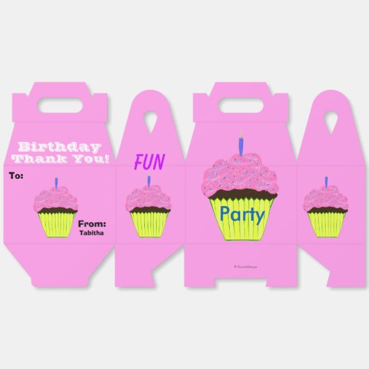 Birthday Bedankt voor je roze chocolade cupcakes Bedankdoosjes (Ongevouwen)