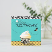 Birthday Bee & Cupcake Birthday Kaart (Staand voorkant)