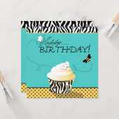 Birthday Bee & Cupcake Birthday Kaart (Voorkant / Achterkant in situ)