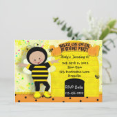 Birthday Bee Invitation Kaart (Staand voorkant)