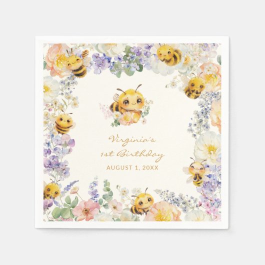 Birthday Bee Servet (Voorkant)