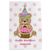 Birthday Beer Cupcake roze gepersonaliseerd Medium Cadeauzakje (Achterkant)