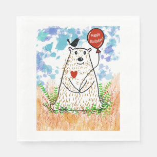 Birthday Beer en Black Bird Napkin Servet