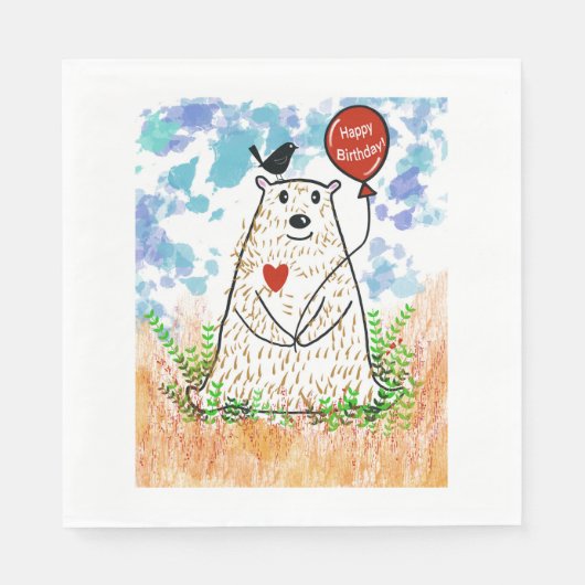 Birthday Beer en Black Bird Napkin Servet (Voorkant)