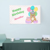 Birthday Beer Pink Polkadot Party Spandoek (Beurs)
