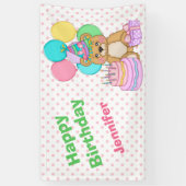 Birthday Beer Pink Polkadot Party Spandoek (Verticaal)