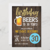 Birthday Beers mannen verjaardagsuitnodiging Kaart (Voorkant)