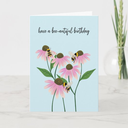 Birthday Bees and Cone Flowers Kaart (Voorkant)