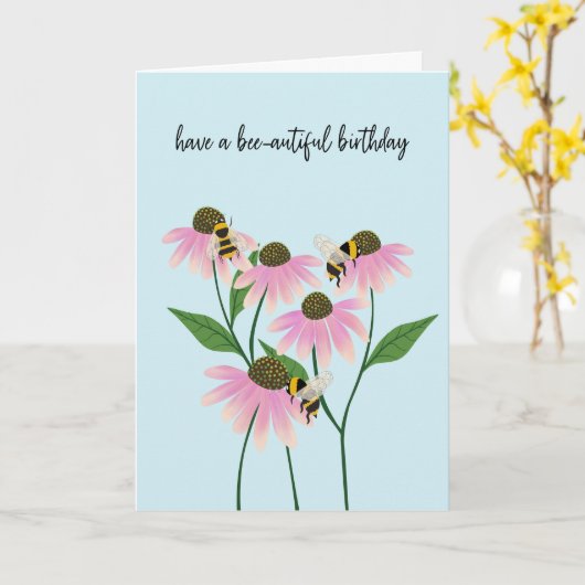 Birthday Bees and Cone Flowers Kaart (Gele Bloem)