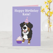 Birthday Bernese Mountain Dog Kaart (Gele Bloem)