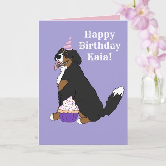 Birthday Bernese Mountain Dog Kaart (Orchidee)
