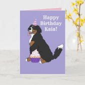 Birthday Bernese Mountain Dog Kaart (Gele Bloem)