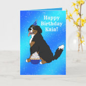 Birthday Bernese Mountain Dog Kaart (Gele Bloem)