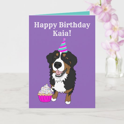Birthday Bernese Mountain Dog Kaart (Orchidee)