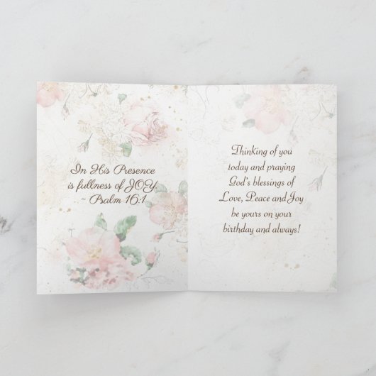 Birthday Bible "In His Presence" Pink Roses Kaart (Binnen)