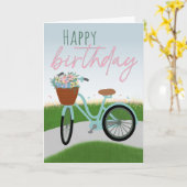 Birthday Bicycle with Basket Full of Flowers Kaart (Gele Bloem)