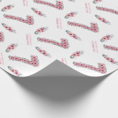 Birthday Big 7th Girl Pink Flowers Green Foliage Cadeaupapier (Hoek)