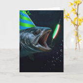 Birthday Big Fish with Neon Lure Kaart (Gele Bloem)