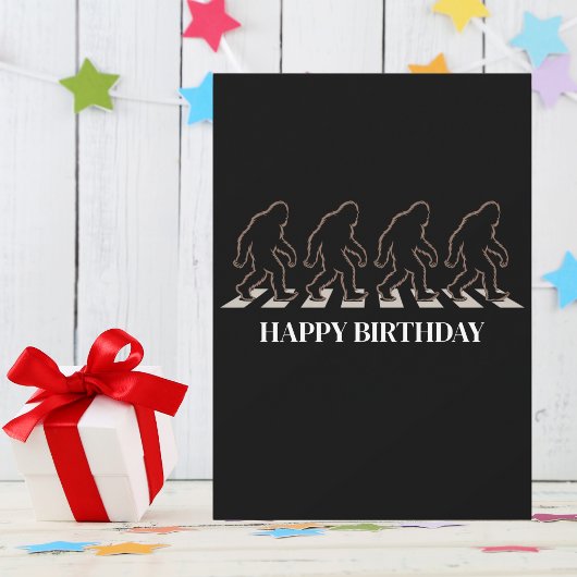 Birthday Bigfoot Silhouette Crossing Street Funny  Kaart