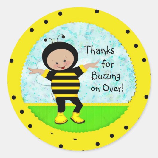 Birthday bijennetjes ronde sticker (Voorkant)