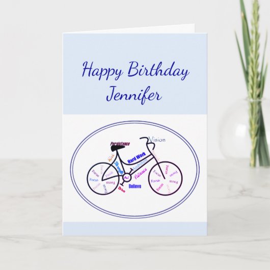 Birthday Bike Cycling Sport Aangepaste naam Kaart (Voorkant)