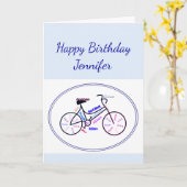 Birthday Bike Cycling Sport Aangepaste naam Kaart (Gele Bloem)