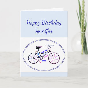 Birthday Bike Cycling Sport Aangepaste naam Kaart