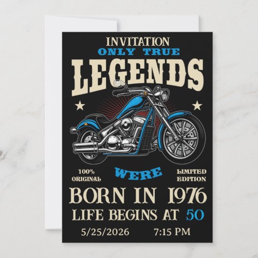 Birthday Biker Motorcycle Chopper Personalizable Kaart (Voorkant)