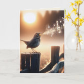 Birthday Bird zingen Kaart (Gele Bloem)