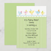 Birthday Birds Kids Birthday Uitnodiging (Voorkant / Achterkant)