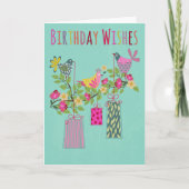 Birthday Birds with Presents on a Branch Kaart (Voorkant)