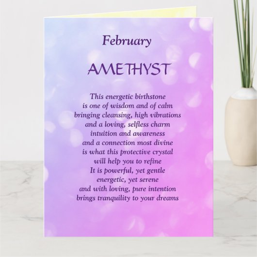 Birthday Birthstone Amethyst Greeting februari Kaart (Voorkant)